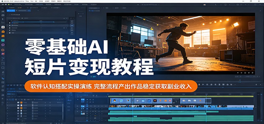 零基础AI短片变现教程：软件认知搭配实操演练，完整流程产出作品稳定获取副业收入-冒泡网