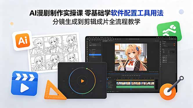 AI漫剧制作实操课 零基础学软件配置工具用法 分镜生成到剪辑成片全流程教学-冒泡网