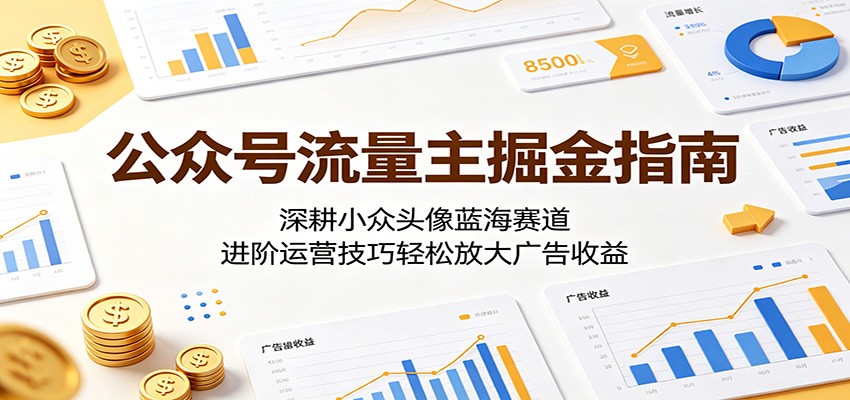 公众号流量主掘金指南：深耕小众头像蓝海赛道，进阶运营技巧轻松放大广告收益-冒泡网