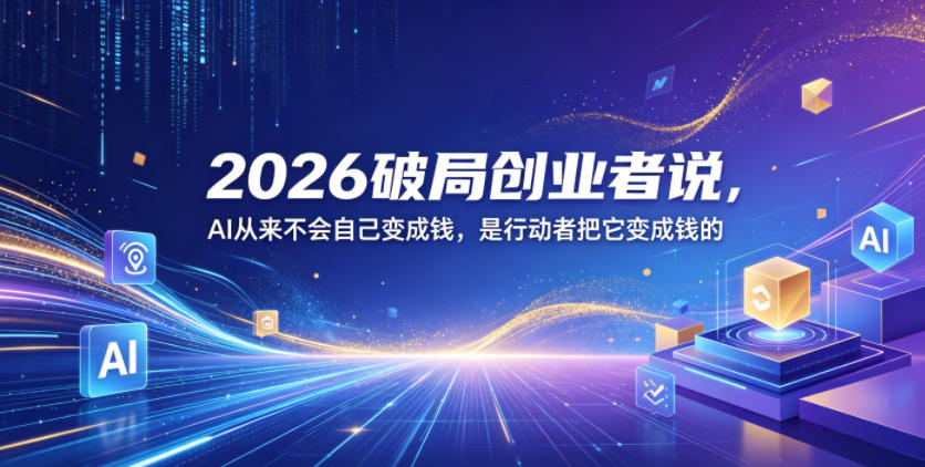 2026破局创业者说，AI从来不会自己变成钱，是行动者把它变成钱的【文档】-冒泡网
