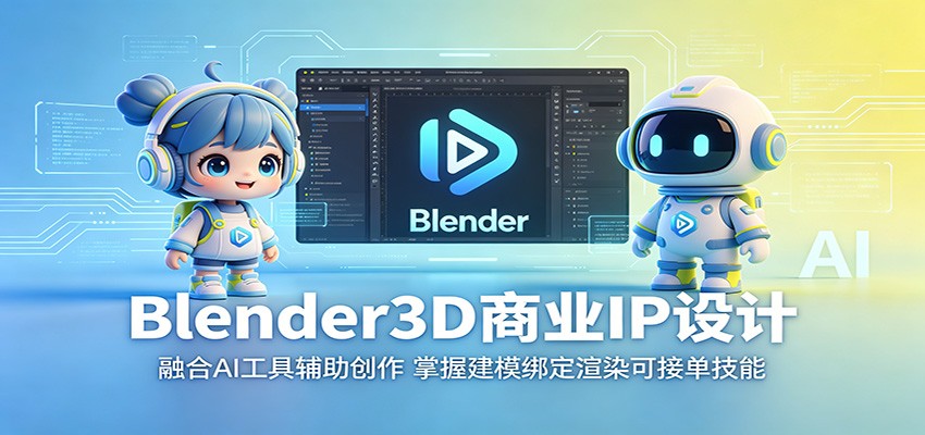 Blender3D商业IP设计：融合AI工具辅助创作，掌握建模绑定渲染可接单技能-冒泡网