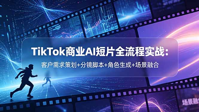TikTok商业AI短片全流程实战：客户需求策划+分镜脚本+角色生成+场景融合-冒泡网