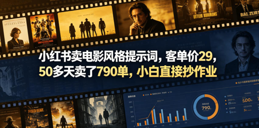 小红书卖电影风格提示词，客单价29，50多天卖了790单，小白直接抄作业！-冒泡网