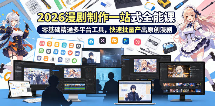 2026 AI漫剧制作一站式全能课，零基础精通多平台工具，快速批量产出原创漫剧-冒泡网