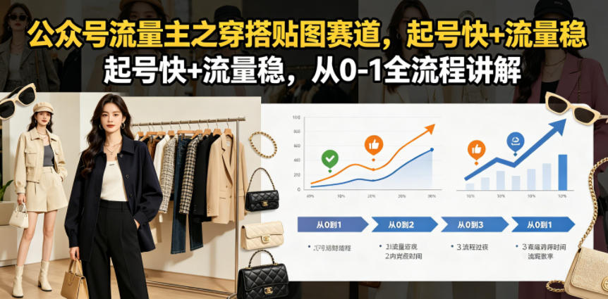 公众号流量主之穿搭贴图赛道，起号快+流量稳，从0-1全流程讲解-冒泡网