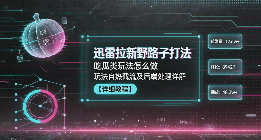 迅雷拉新野路子打法，吃瓜类玩法怎么做，玩法自热截流及后端处理详解-冒泡网