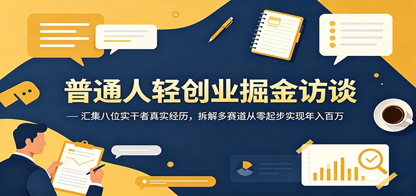 普通人轻创业掘金访谈：汇集八位实干者真实经历，拆解多赛道从零起步实现年入百万-冒泡网
