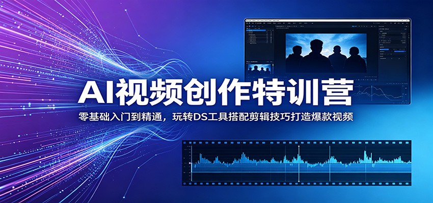 AI视频创作特训营：零基础入门到精通，玩转DS工具搭配剪辑技巧打造爆款视频-冒泡网