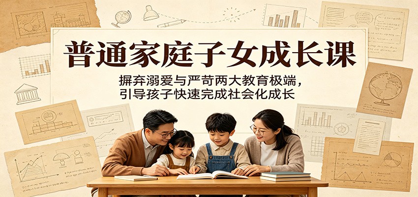 普通家庭子女成长课：摒弃溺爱与严苛两大教育极端，引导孩子快速完成社会化成长-冒泡网