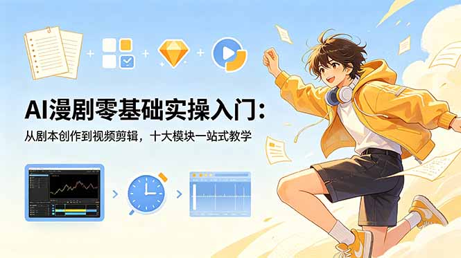 AI漫剧零基础实操入门：从剧本创作到视频剪辑，十大模块一站式教学-冒泡网