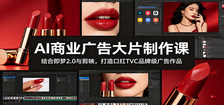 AI商业广告大片制作课：结合即梦2.0与剪映，打造口红TVC品牌级广告作品-冒泡网