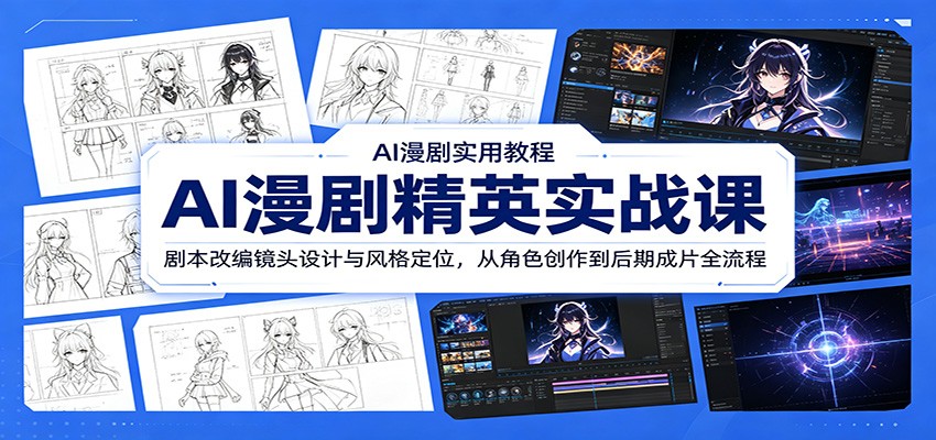 AI漫剧精英实战课：剧本改编镜头设计与风格定位，从角色创作到后期成片全流程-冒泡网
