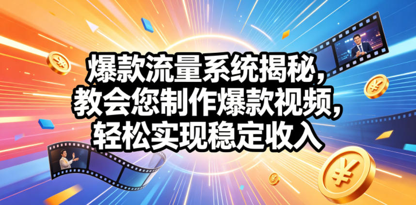 爆款流量系统揭秘，教会您制作爆款视频，轻松实现稳定收入【原创双语字幕】-冒泡网