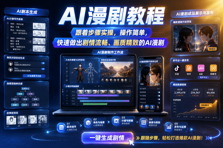 AI漫剧教程，跟着步骤实操，操作简单，快速做出剧情流畅、画质精致的AI漫剧-冒泡网
