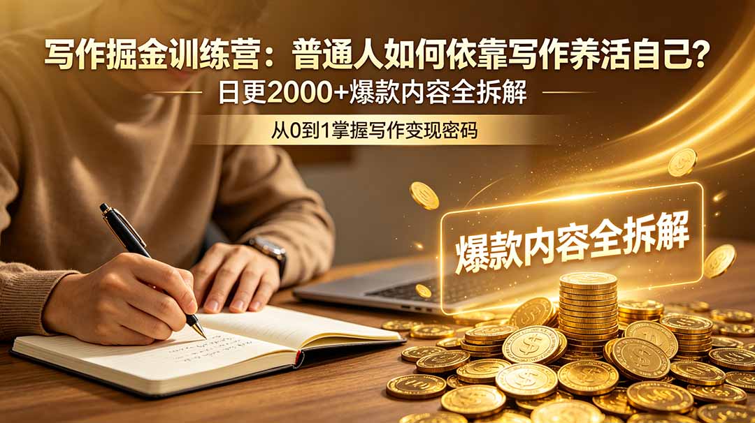 写作掘金训练营：普通人如何依靠写作养活自己？日更2000+爆款内容全拆解-冒泡网