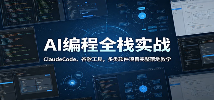 AI编程全栈实战：ClaudeCode、谷歌工具，多类软件项目完整落地教学-冒泡网