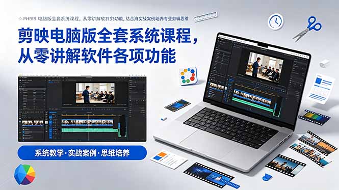 剪映电脑版全套系统课程，从零讲解软件各项功能，结合海量实战案例培养专业剪辑思维-冒泡网
