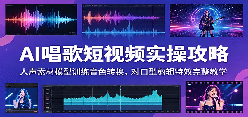 AI唱歌短视频实操攻略：人声素材模型训练音色转换，对口型剪辑特效完整教学-冒泡网