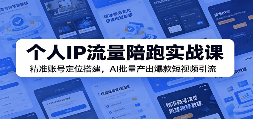 个人IP流量陪跑实战课：精准账号定位搭建，AI批量产出爆款短视频引流-冒泡网