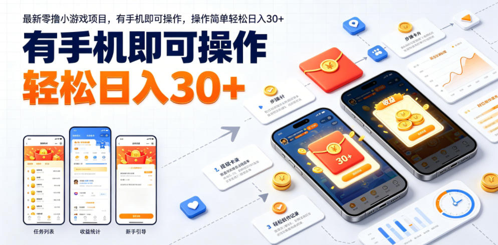 最新零撸小游戏项目，有手机即可操作，操作简单轻松日入30+-冒泡网