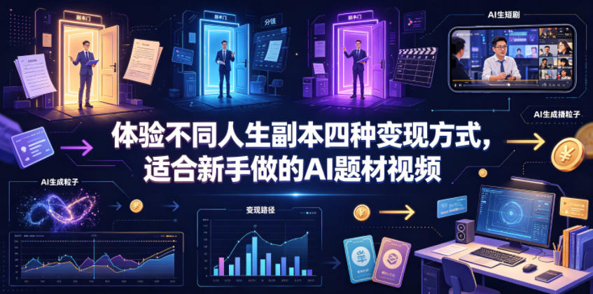 体验不同人生副本四种变现方式，适合新手做的AI题材视频-冒泡网