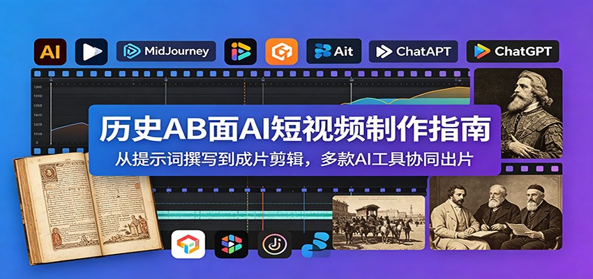 历史AB面AI短视频制作指南：从提示词撰写到成片剪辑，多款AI工具协同出片-冒泡网
