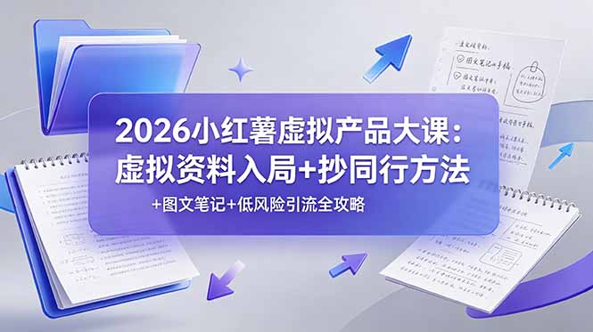2026小红薯虚拟产品大课：虚拟资料入局+抄同行方法+图文笔记+低风险引流全攻略-冒泡网