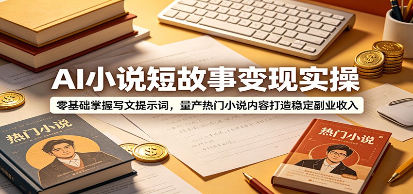 AI小说短故事变现实操：零基础掌握写文提示词，量产热门小说内容打造稳定副业收入-冒泡网