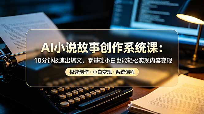 AI小说故事创作系统课：10分钟极速出爆文，零基础小白也能轻松实现内容变现-冒泡网