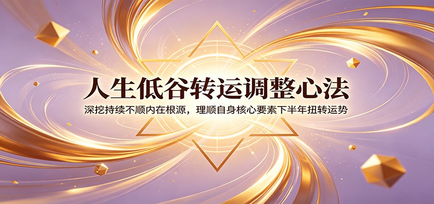 人生低谷转运调整心法：深挖持续不顺内在根源，理顺自身核心要素下半年扭转运势-冒泡网