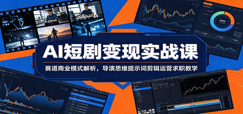 AI短剧变现实战课：赛道商业模式解析，导演思维提示词剪辑运营求职教学-冒泡网