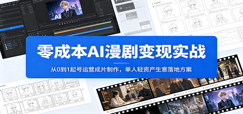 零成本AI漫剧变现实战：从0到1起号运营成片制作，单人轻资产生意落地方案-冒泡网
