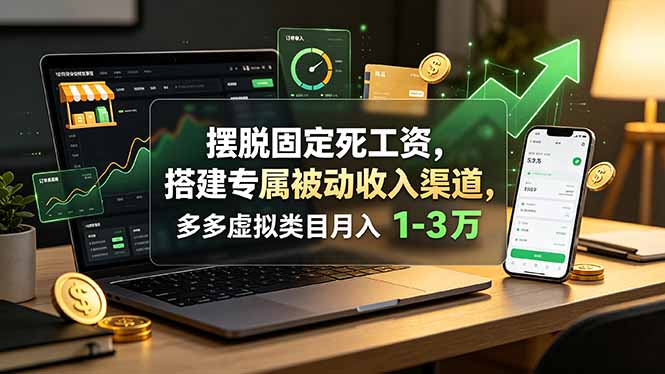 摆脱固定死工资，搭建专属被动收入渠道，多多虚拟类目月入 1-3 万-冒泡网