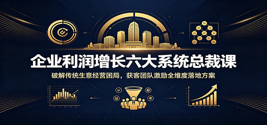 企业利润增长六大系统总裁课：破解传统生意经营困局，获客团队激励全维度落地方案-冒泡网
