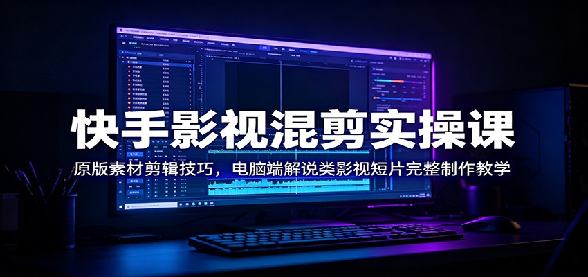 快手影视混剪实操课：原版素材剪辑技巧，电脑端解说类影视短片完整制作教学-冒泡网