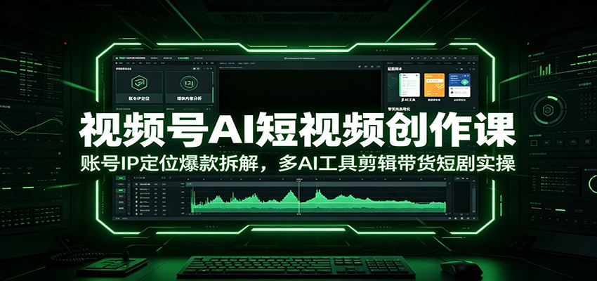 视频号AI短视频创作课：账号IP定位爆款拆解，多AI工具剪辑带货短剧实操-冒泡网