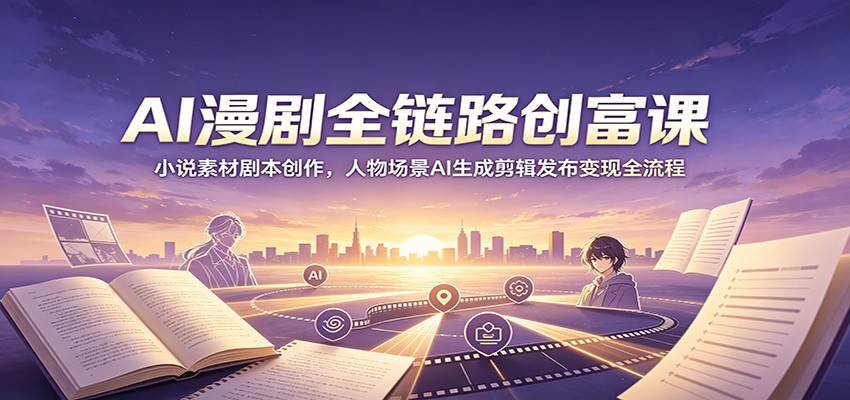 AI漫剧全链路创富课：小说素材剧本创作，人物场景AI生成剪辑发布变现全流程-冒泡网