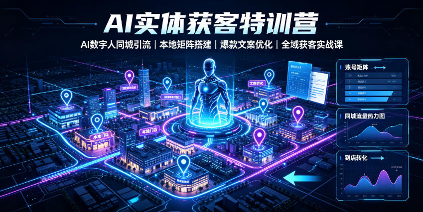 AI实体获客特训营｜AI数字人同城引流、本地矩阵搭建、爆款文案优化全域获客实战课-冒泡网