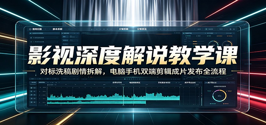 影视深度解说教学课：对标洗稿剧情拆解，电脑手机双端剪辑成片发布全流程-冒泡网