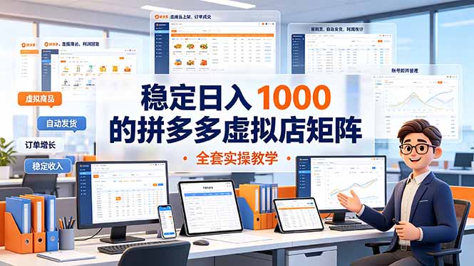 稳定日入 1000 的拼多多虚拟店矩阵，全套实操教学-冒泡网