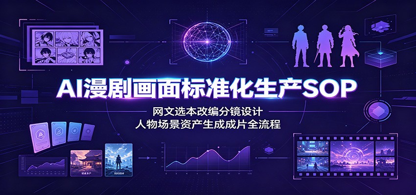 AI漫剧画面标准化生产SOP：网文选本改编分镜设计，人物场景资产生成成片全流程-冒泡网