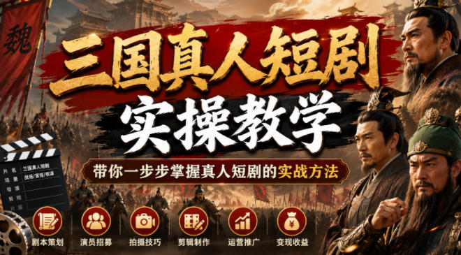 三国真人短剧实操教学，带你一步步掌握真人短剧的实战方法-冒泡网