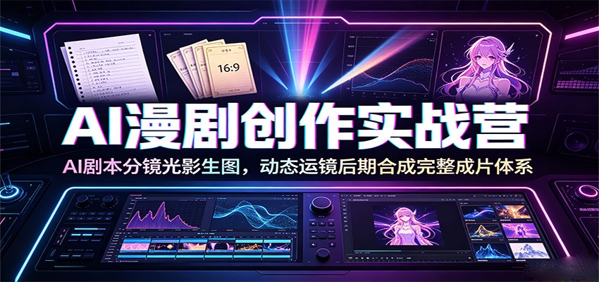 AI漫剧创作实战营：AI剧本分镜光影生图，动态运镜后期合成完整成片体系-冒泡网