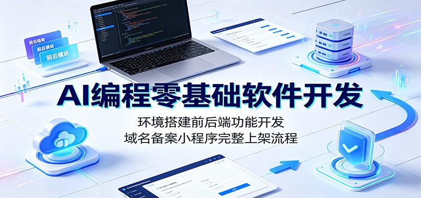 AI编程零基础软件开发：环境搭建前后端功能开发，域名备案小程序完整上架流程-冒泡网