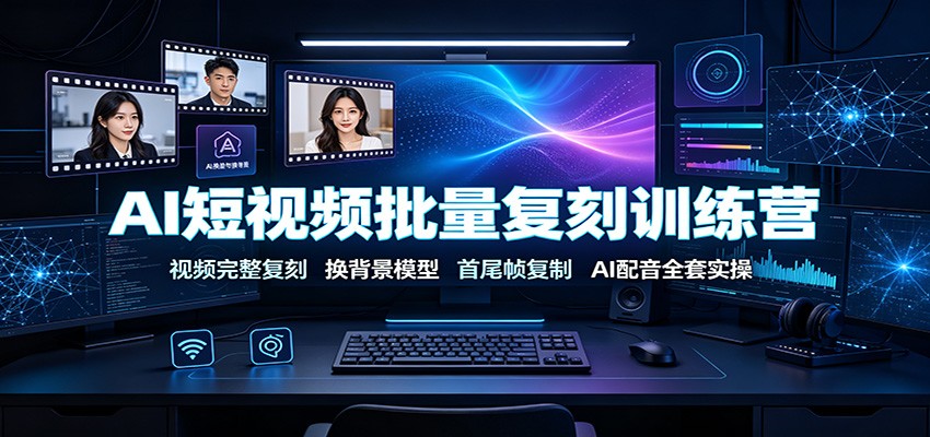 AI短视频批量复刻训练营：视频完整复刻，换背景模型、首尾帧复制、AI配音全套实操-冒泡网