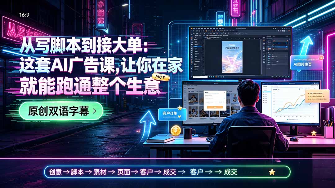 从写脚本到接大单：这套AI广告课，让你在家就能跑通整个生意【原创双语字幕】-冒泡网