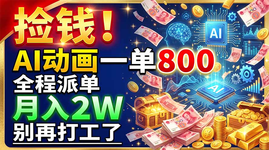 捡钱！AI动画一单800，全程派单，月入2W，别再打工了-冒泡网