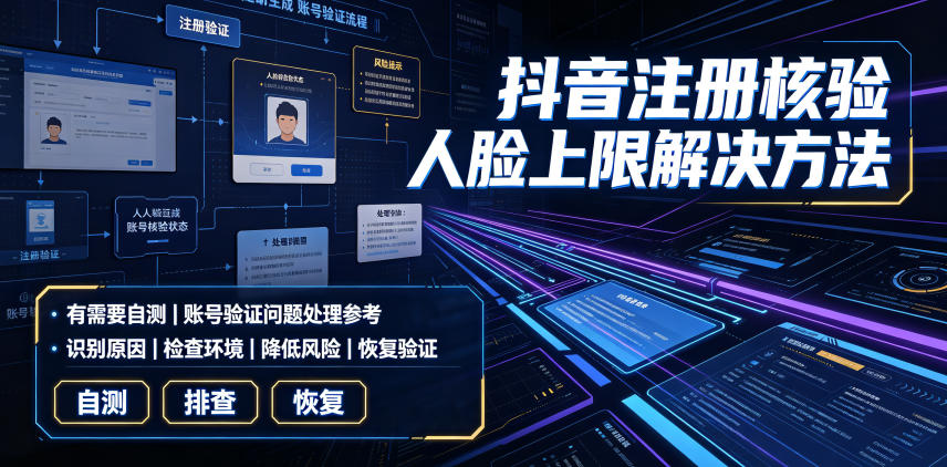 抖音注册核验人脸上限解决方法，有需要自测-冒泡网