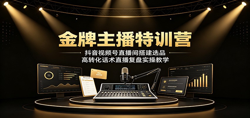金牌主播特训营：抖音视频号直播间搭建选品，高转化话术直播复盘实操教学-冒泡网