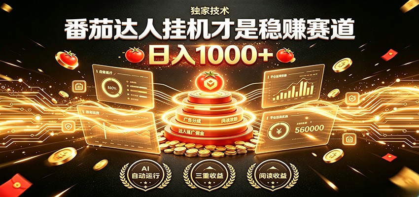 别再瞎找副业！番茄达人挂机才是稳赚赛道 日入1000+-冒泡网